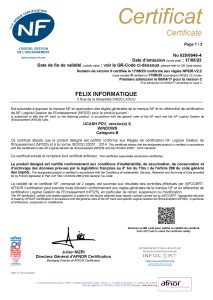 certificat NF 525 UCash PDV 2023 2024